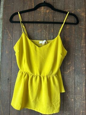 Monteau Bright Yellow Peplum Spaghetti Strap Camisole